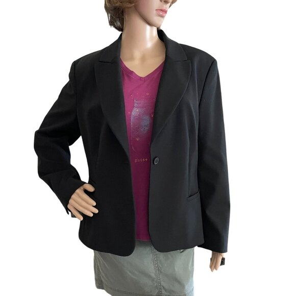 Y2K Esprit Black Blazer Womens Size 8 One Button Closure Jacket - Picture 5 of 13